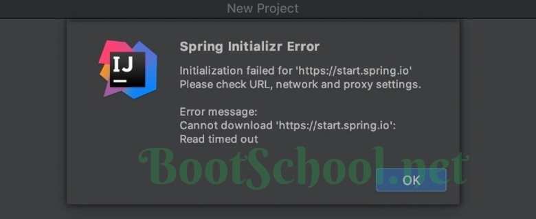 IDEA中创建Spring Boot项目时报错spring initializr error timeout